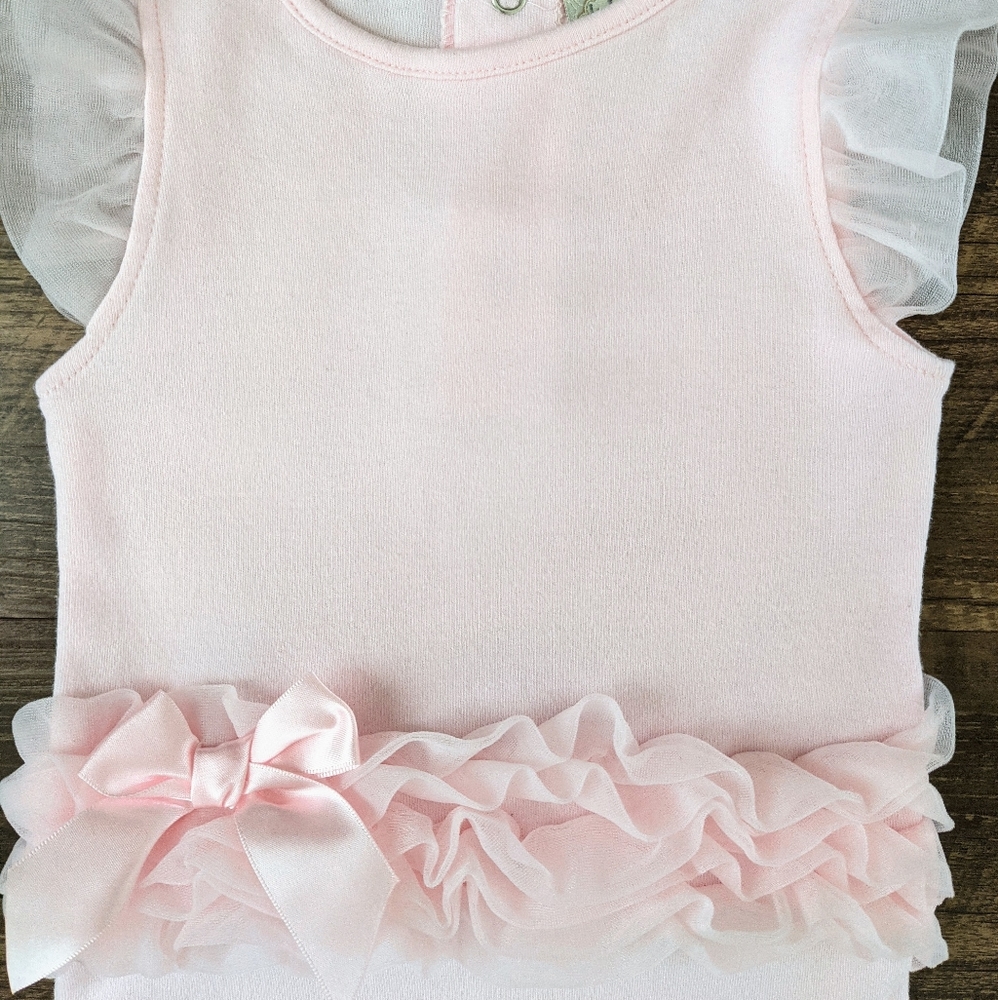Kyle & Deena Pink Ruffle Bow Bodysuit Onesie